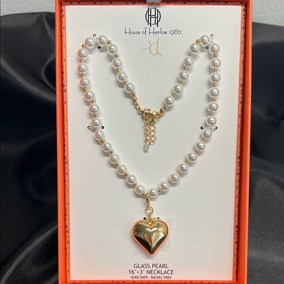House of Harlow 1960 | Pearl Necklace w/ Heart Pendant ✨ - Picture 1 of 9